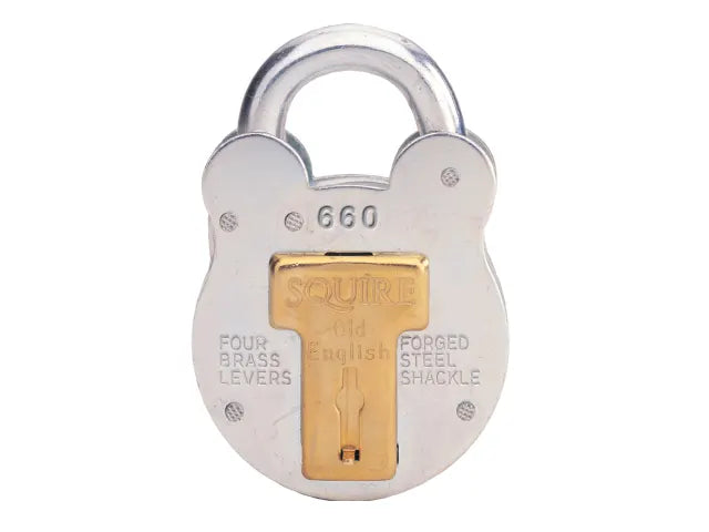 Squire 660 Old English Padlock 64mm Steel Case 4 Lever Keyed Security Lock