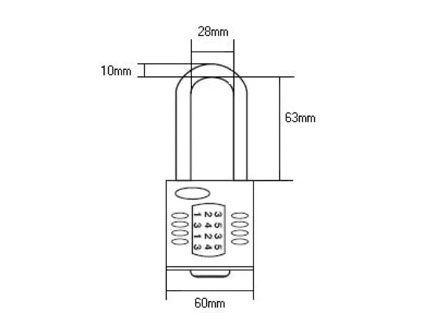 Squire CP60/2.5 Combination Padlock 5-Wheel 60mm Extra Long Shackle Security