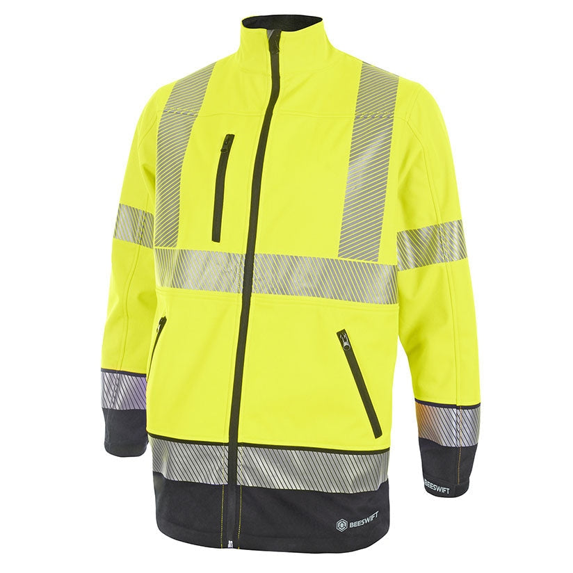 Beeswift Hi Vis Two Tone Softshell Jacket Windproof Breathable Class 3