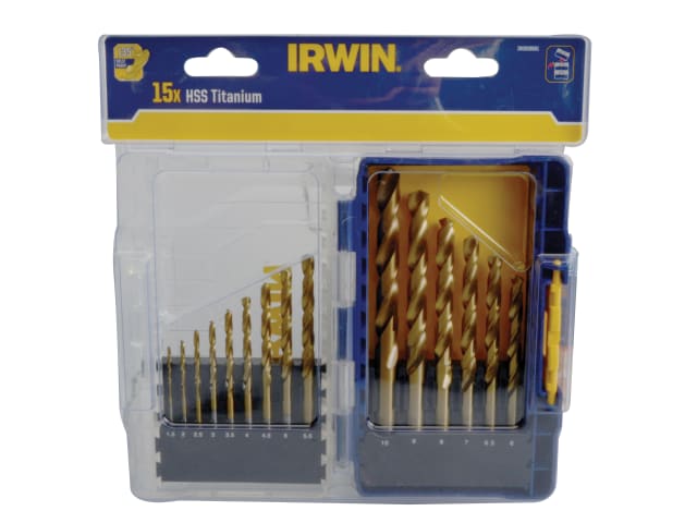 IRWIN HSS Titanium Metal Drill Bit Set 15 Piece 1.5-10mm High Speed Steel