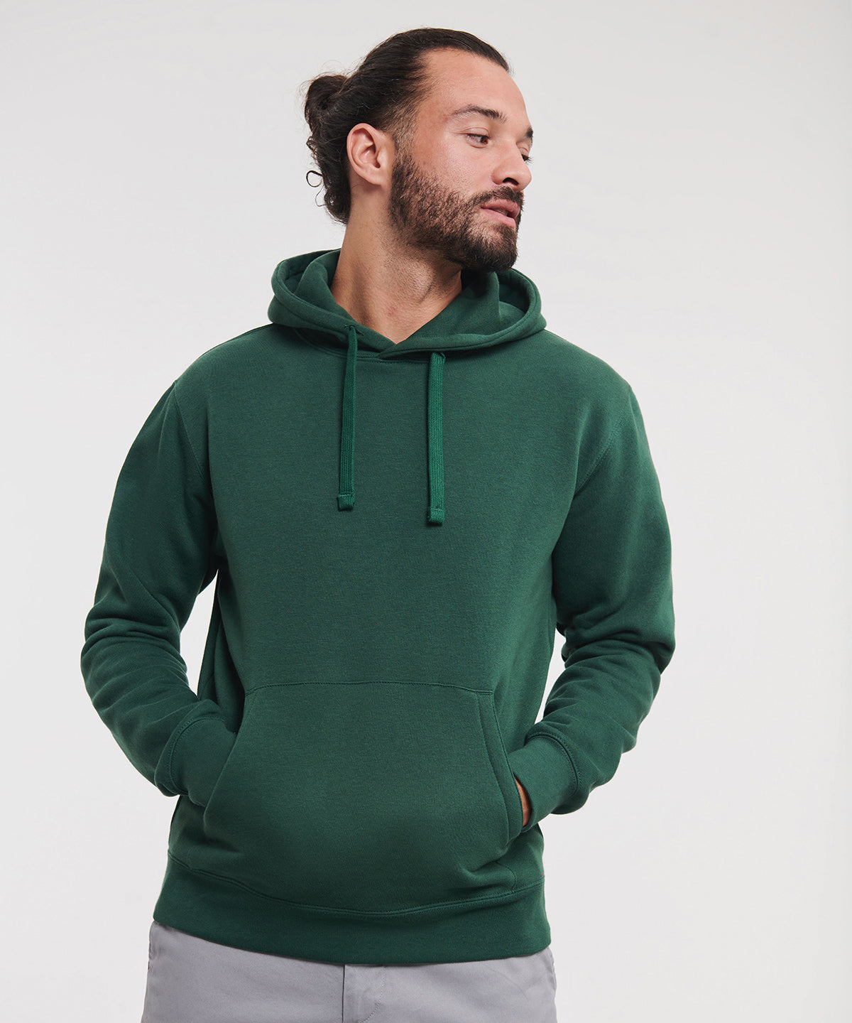 Russell Europe Authentic Hooded Sweatshirt Bottle Green Contemporary Fit