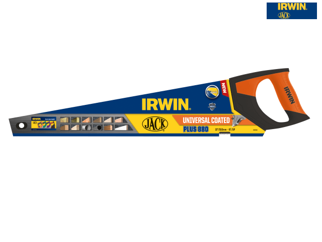 IRWIN Jack 880 Universal Hand Saw 550mm 8 TPI Triple Ground C75 Steel Blade