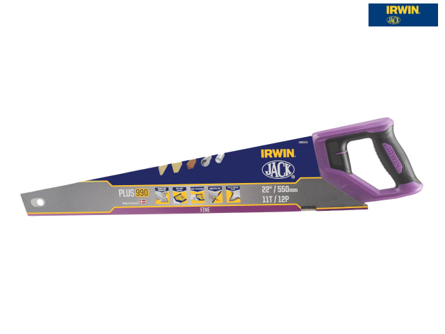 IRWIN Jack 990UHP Fine Handsaw 550mm Soft Grip 11/12 TPI Ideal for Plywood