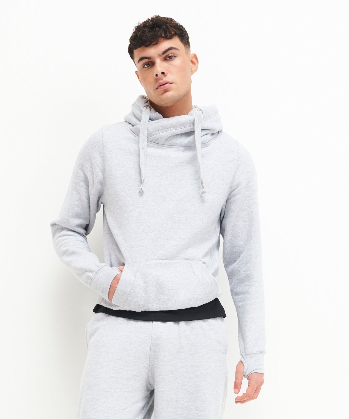 Awdis Just Hoods Heavyweight Crossover Neck Hoodie with Pouch Pockets