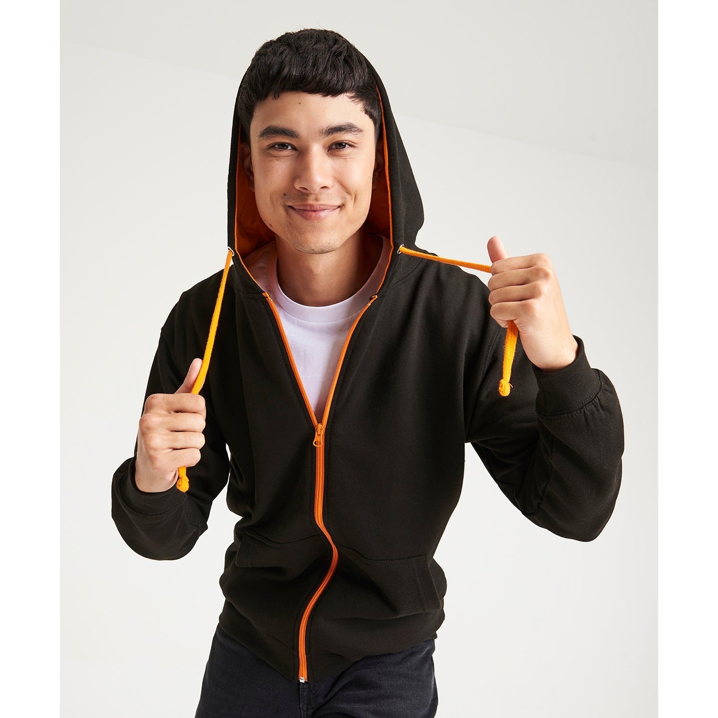 Awdis Just Hoods VarsityZoodie Full Zip Hoodie Contrast Drawcords KangarooPocket