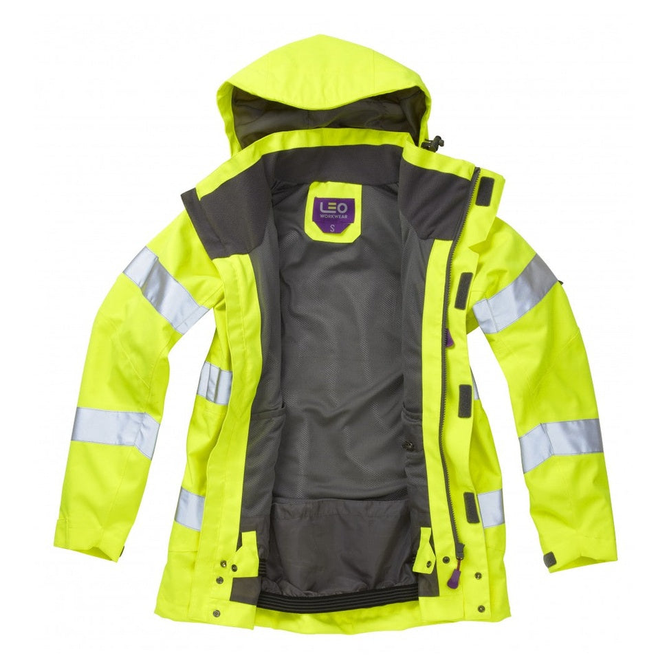 Leo Workwear Rosemoor EcoViz 10K Women's Breathable Jacket Hi-Vis Orange