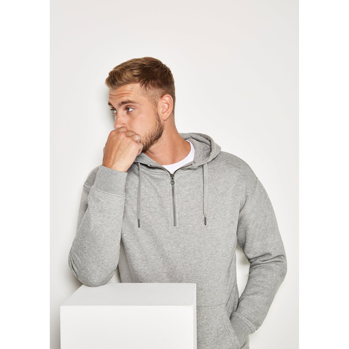 Kustom Kit Regular Fit 1/4 Zip Hoodie Cotton Blend with Kangaroo Pocket