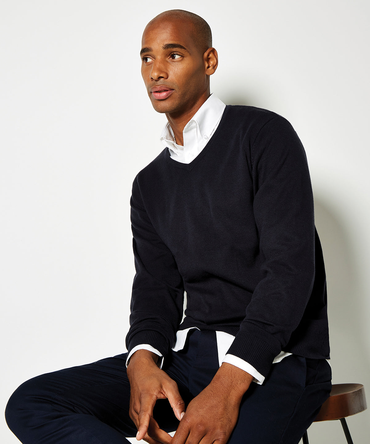 Kustom Kit Arundel V-Neck Sweater Long Sleeve Classic Fit 50% Cotton 50% Acrylic