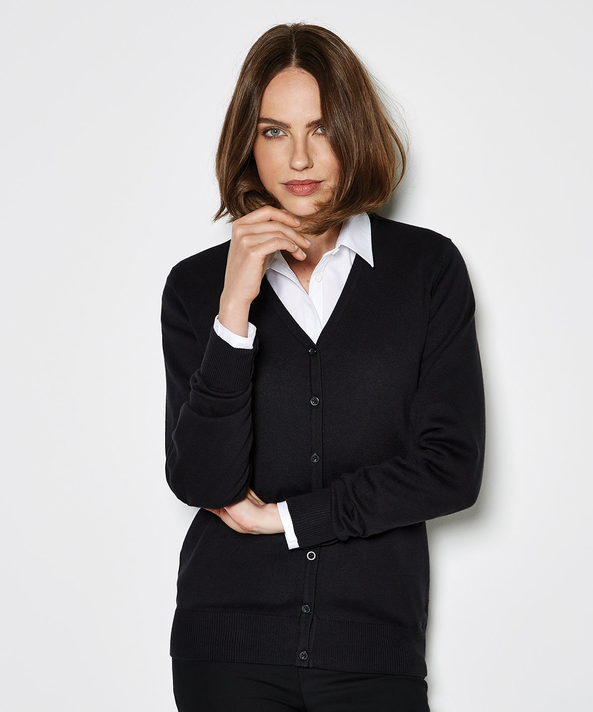 Kustom Kit Women's Arundel V-Neck Cardigan Long Sleeve Classic Fit 50% Cotton