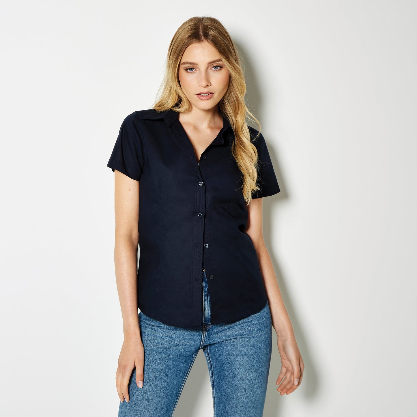 Kustom Kit Women's Short Sleeve Oxford Blouse Tailored Fit Easy Iron 50°C