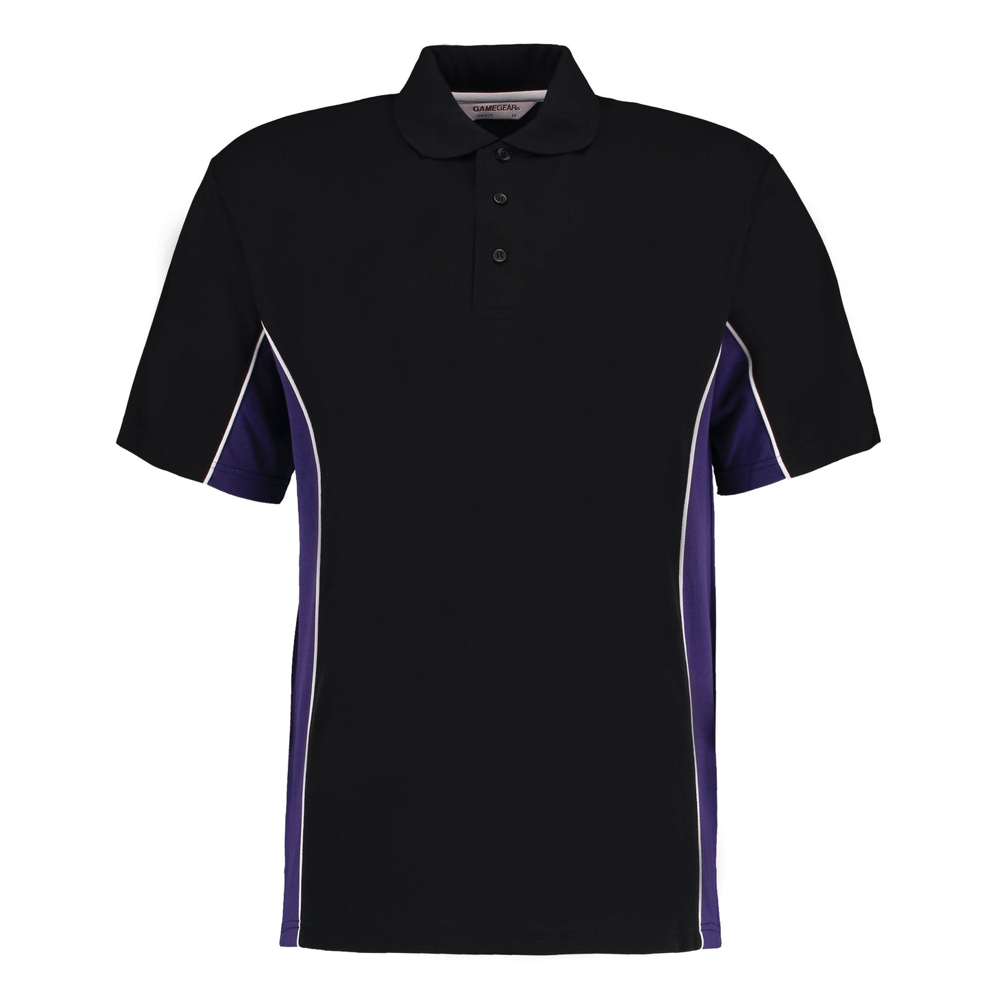 Kustom Kit Track Polo Classic Fit Black Purple White Contrast Side Panels