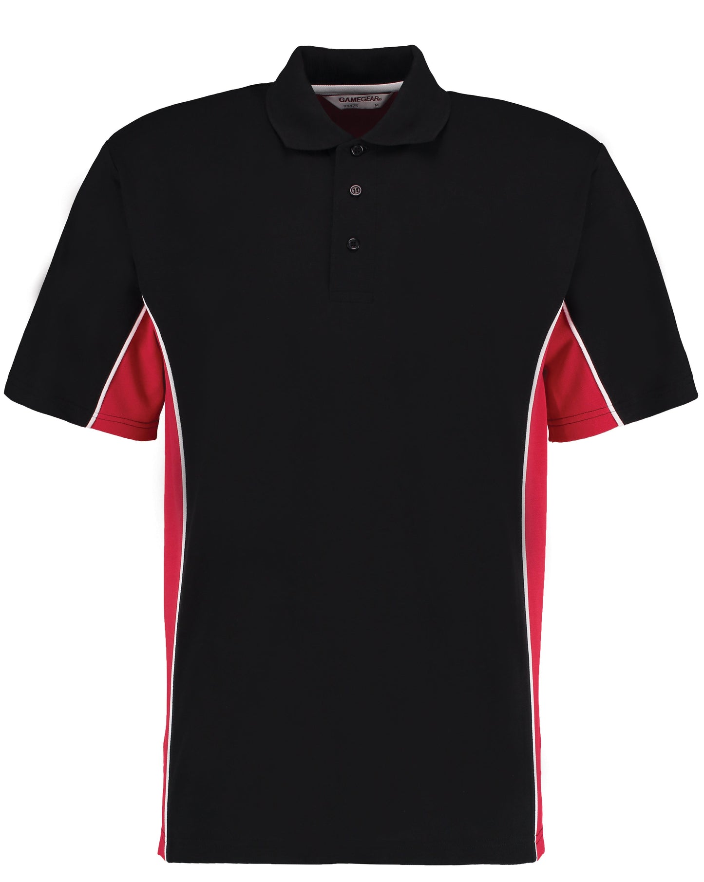 Kustom Kit Track Polo Classic Fit Black Red White Contrast Panels Side Vents