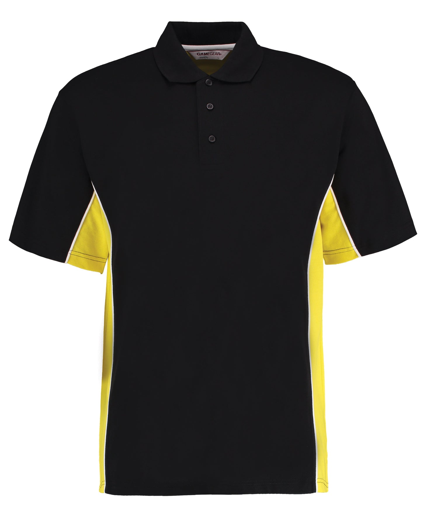 Kustom Kit Track Polo Classic Fit Black Yellow White Contrast Panels S-3XL