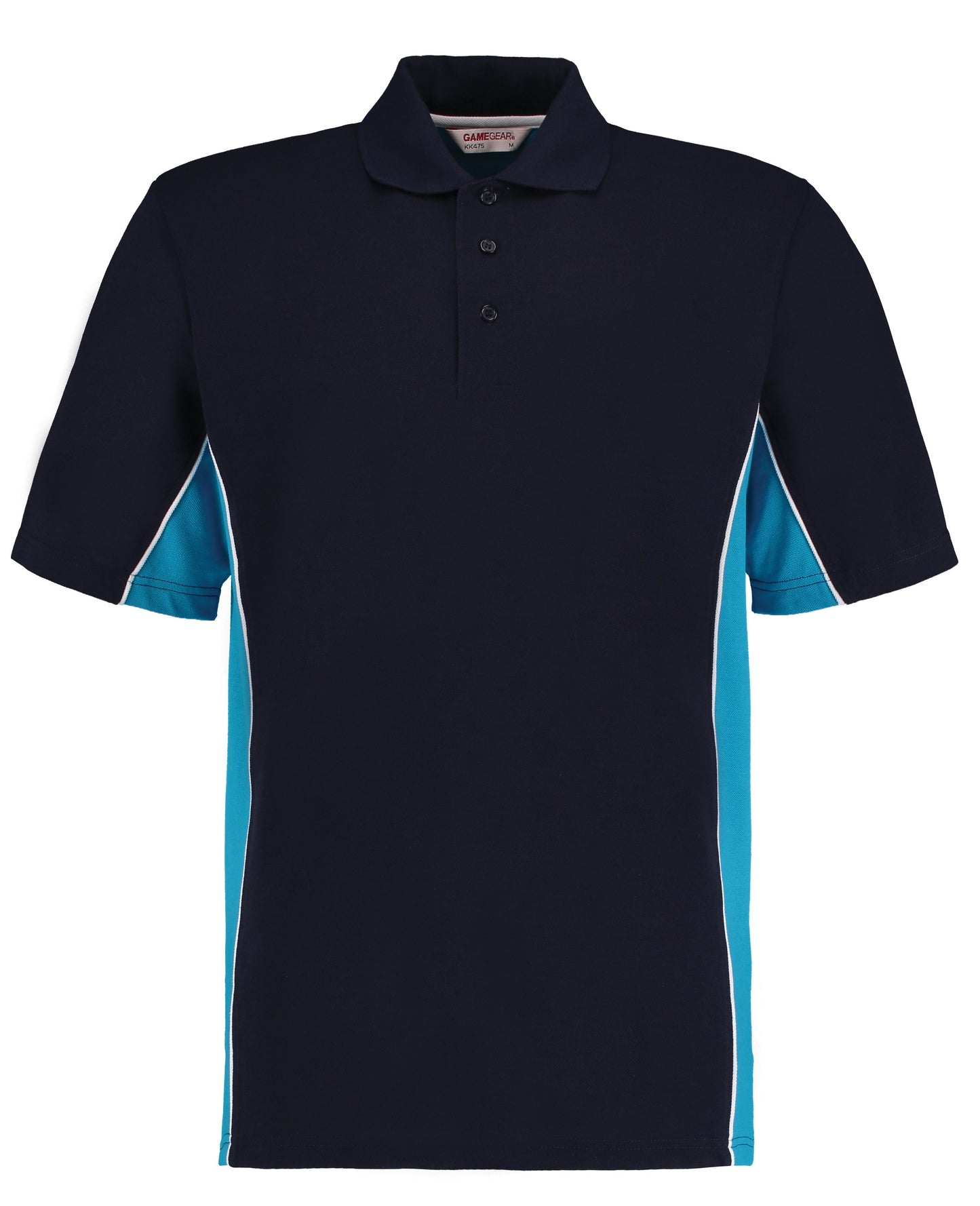 Kustom Kit Track Polo Classic Fit Navy/Turquoise/White Contrast Panels S-3XL