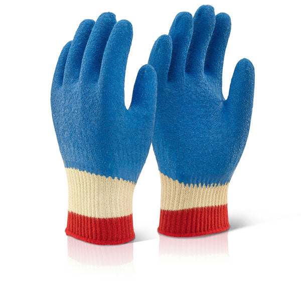 Beeswift Reinforced Latex Gloves Full Cuff Blue High Cut Resistance Grip