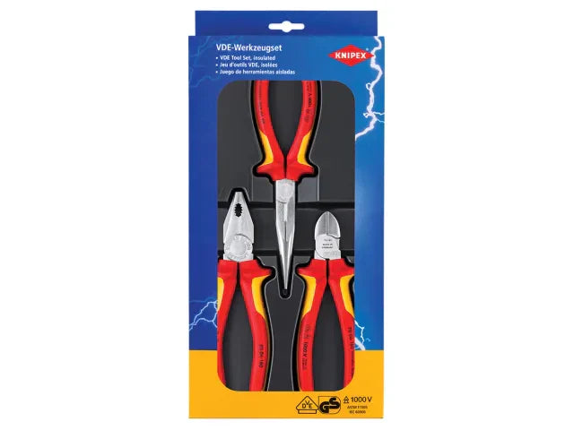 Knipex 3 Piece Elektro VDE Pliers Set Insulated Electrical Tools UK Seller