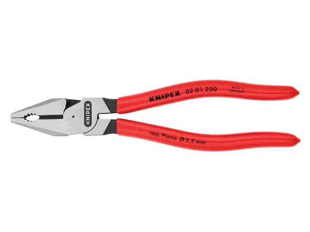 Knipex High Leverage Combination Pliers 200mm PVC Grip Cutting Capacity 2.5mm