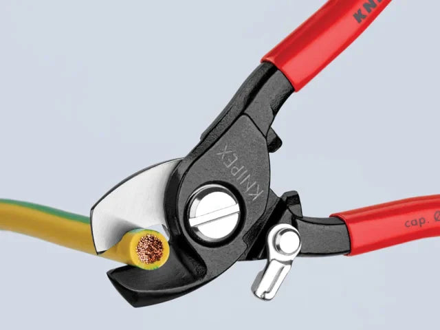 Knipex 95 Series Cable Shears 165mm PVC Grip with Return Spring, 15mm Cut