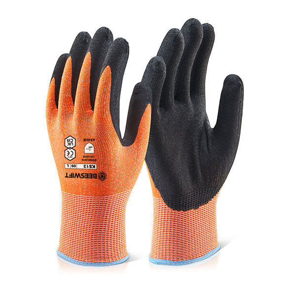 Beeswift Kutstop Micro Foam Nitrile Cut Level 3 Gloves HPPE Nylon Liner