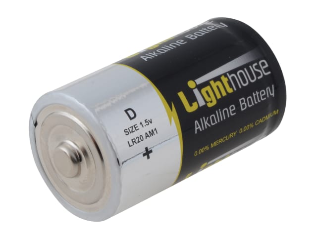 Lighthouse D LR20 Alkaline Batteries 14800 mAh Pack of 2 Long Lasting Energy
