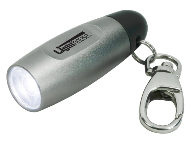 Lighthouse Keyring LED Torch 25 Lumens Compact Aluminium with Carabiner Hook