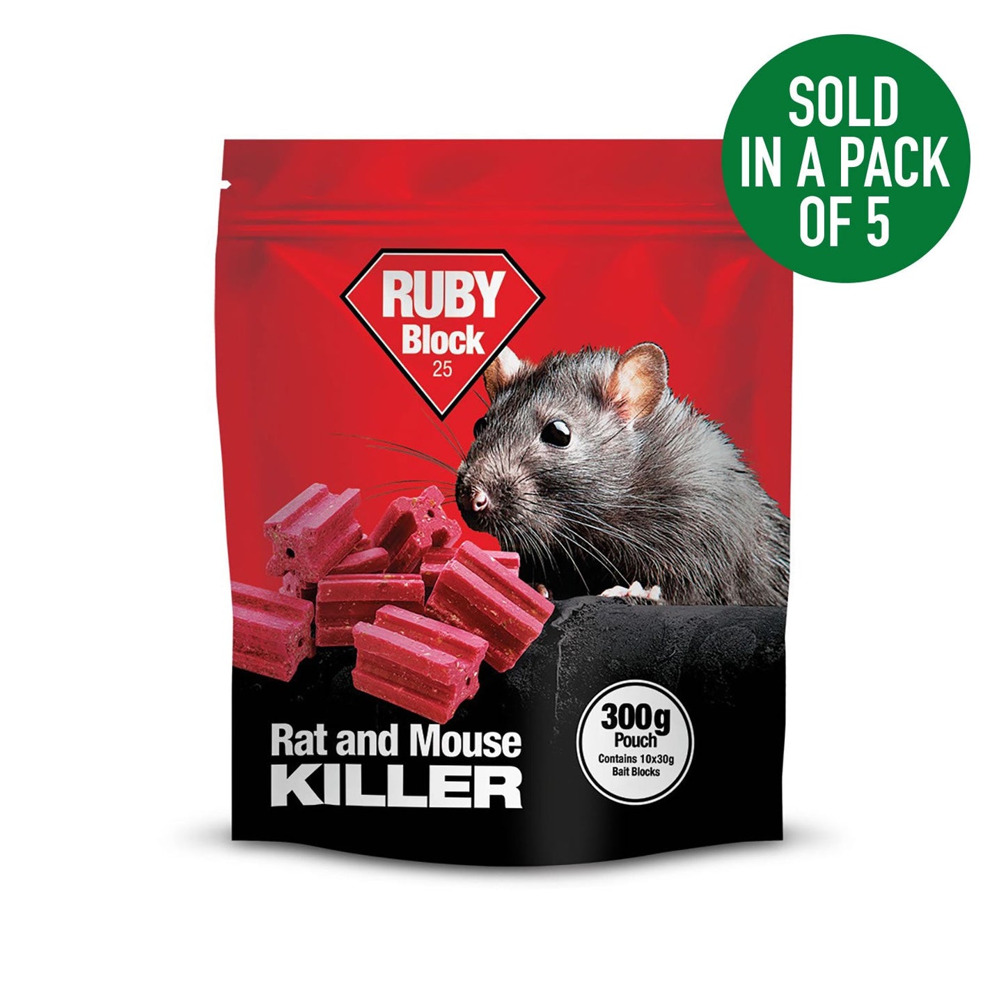 Lodi UK Retail Ruby Block 25 Rodent Bait Difenacoum For Rat Infestation Control