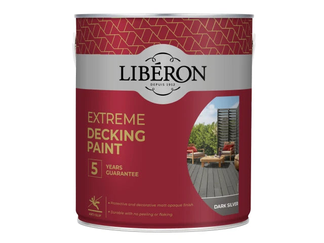 Liberon Extreme Decking Paint Dark Silver 2.5L Durable Opaque Finish