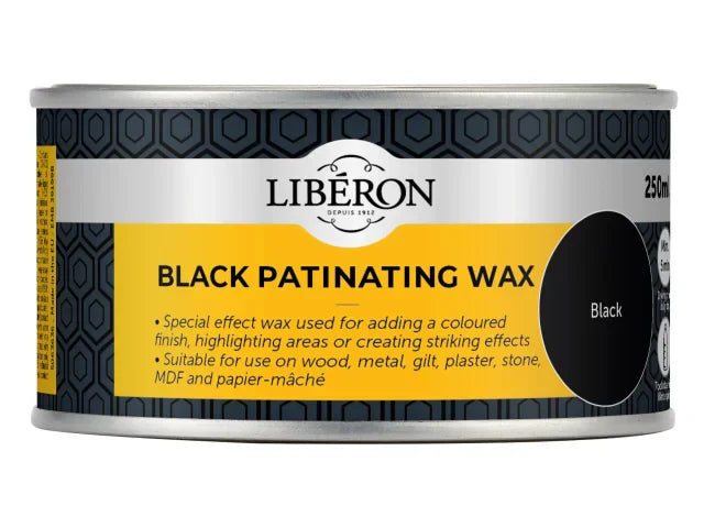 Liberon Black Patinating Wax 250ml for Wood Metal Gilt Interior Finishing