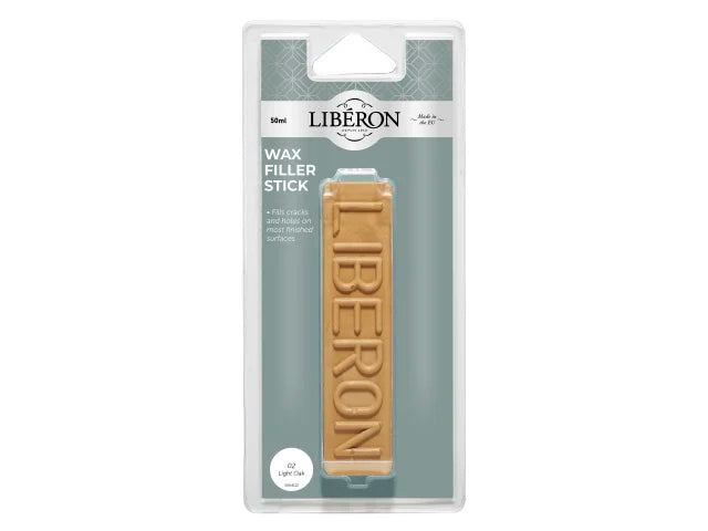 Liberon Wax Filler Stick 02 Light Oak 50g for Cracks and Holes Repair