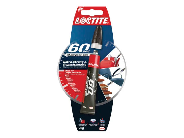 Loctite 60 Seconds All-Purpose Glue Tube 20g Fast Strong Repositionable Adhesive