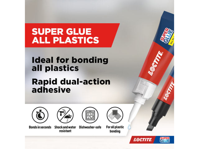 Loctite Super Glue for Plastics 2g Pen & 4ml Tube Fast Bonding Adhesive
