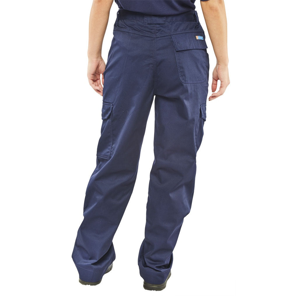 Beeswift Ladies Poly Cotton Trousers with Elastic Waist and Cargo Pockets