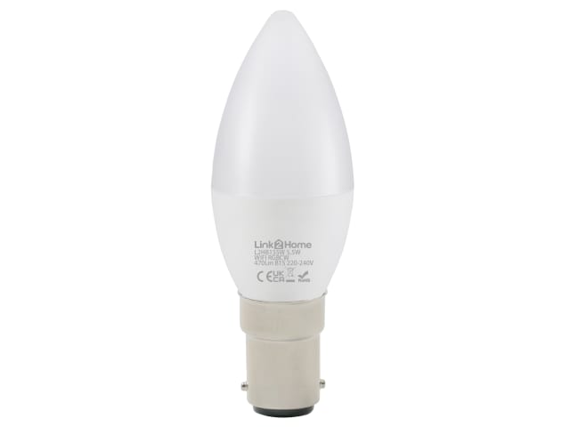 Link2Home Wi-Fi LED Dimmable Opal Candle Bulb B15 5.5W RGB 470lm Smart Light