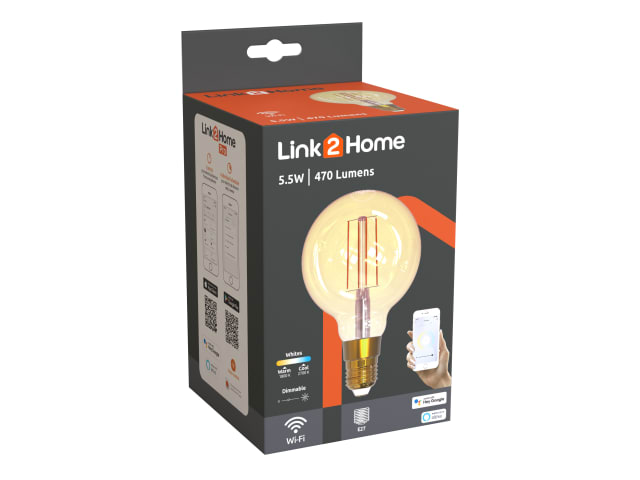 Link2Home Wi-Fi LED Dimmable Filament Bulb E27 5.5W 470lm Smart Light