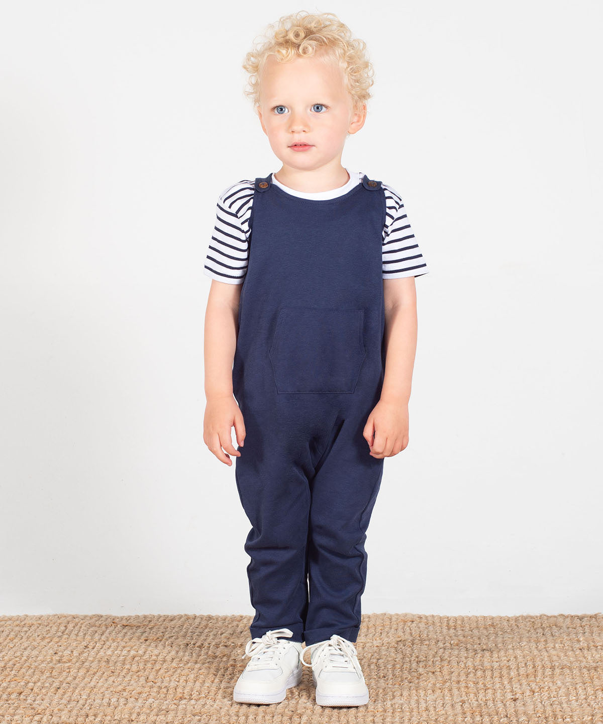 Larkwood Organic Cotton Dungarees with Horn-Button Fastening & Kangaroo Pocket