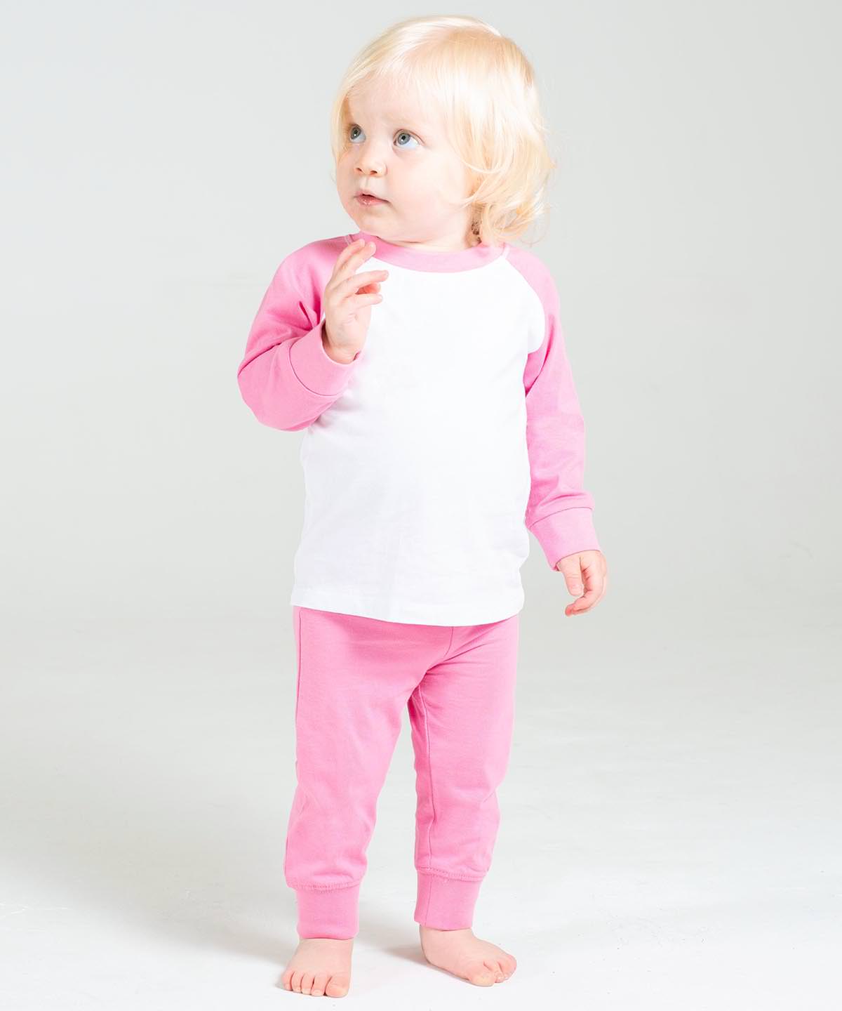 Larkwood Retro Contrast Sleeve Children's Pyjamas 100% Cotton Soft Fabric