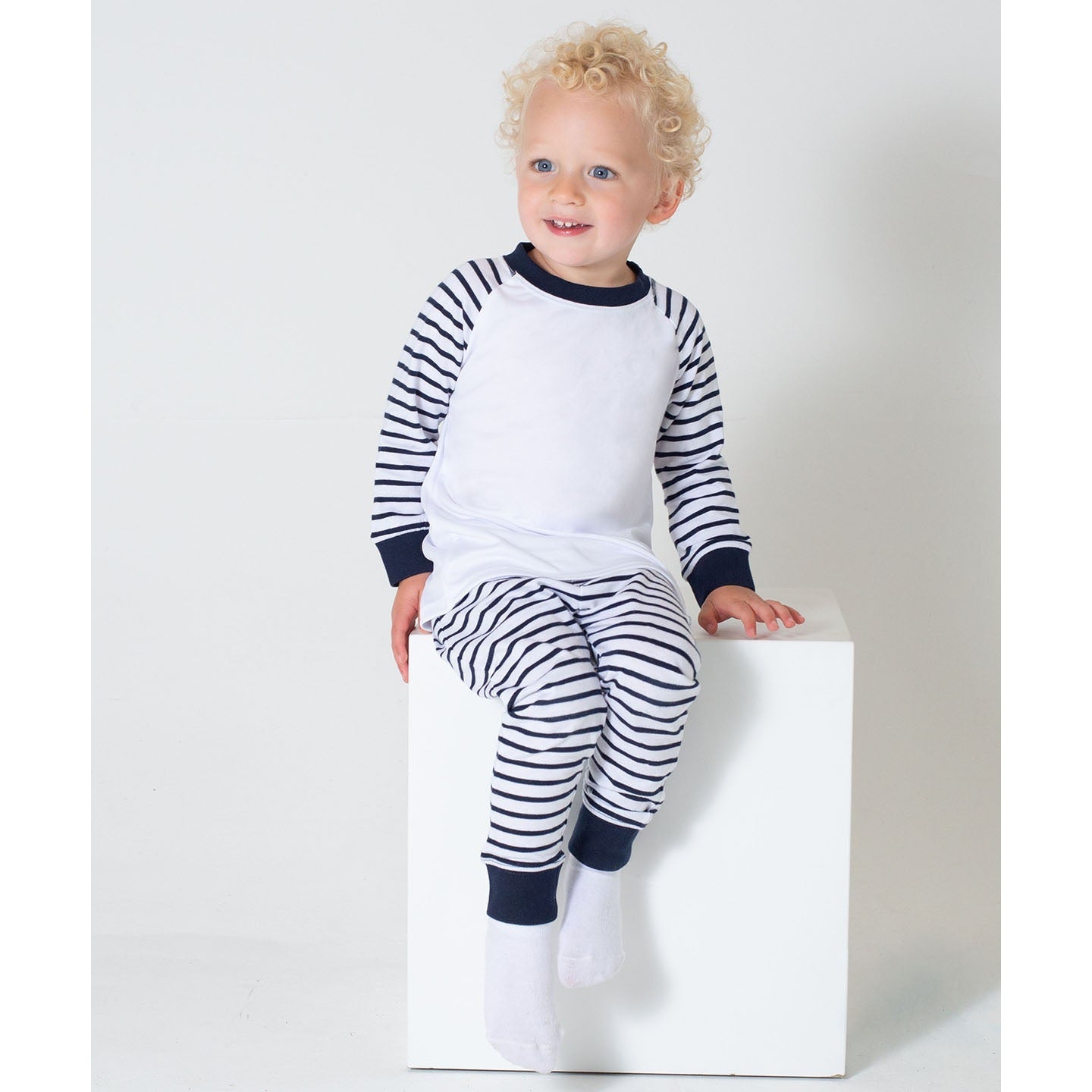 Larkwood Striped Pyjamas 100% Cotton Raglan Sleeves Tag-Free Sublimation Print