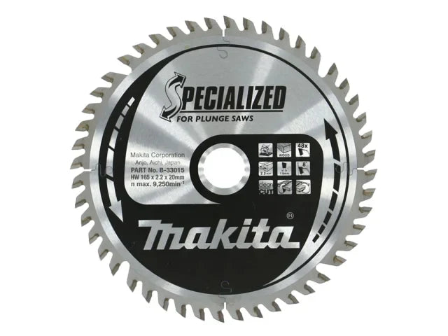 Makita B-33015 165mm Plunge Saw Blade 48T Vibration Dampening Smooth Cut