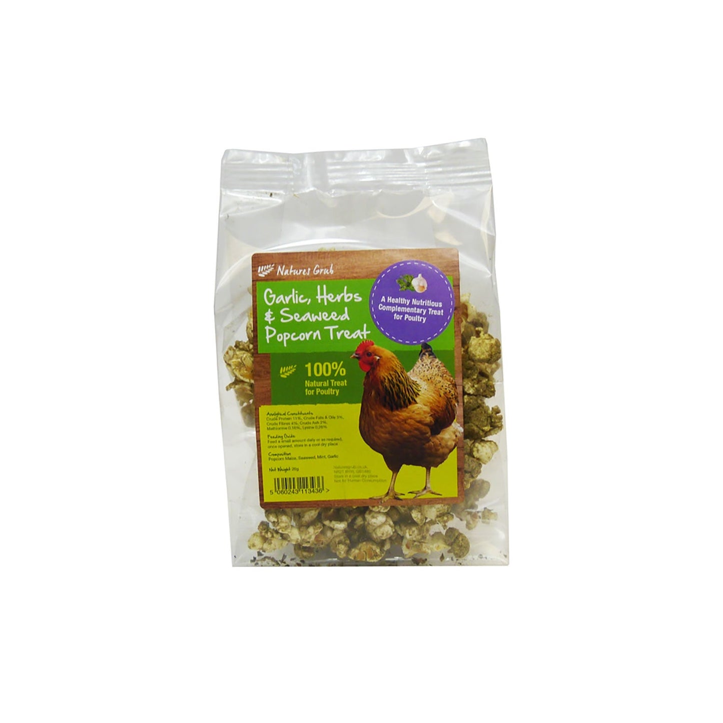 Nature's Grub Natures Garlic Herbs & Seaweed Popcorn Treat & For Poultry