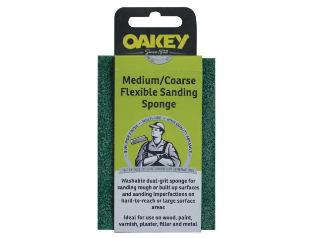 Oakey Dual-Grit Flexible Sanding Sponge Coarse Extra Coarse Reusable 1 Pack