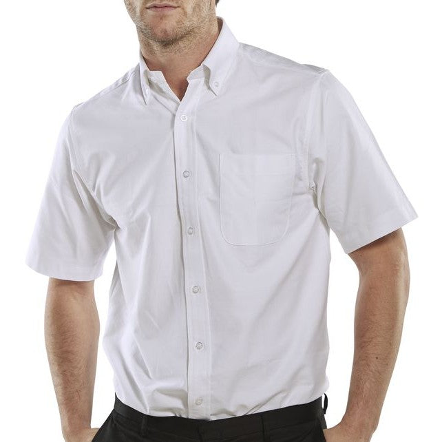 Beeswift Short Sleeve Oxford Shirt Cotton Blend Semi-Fitted Wrinkle Resistant