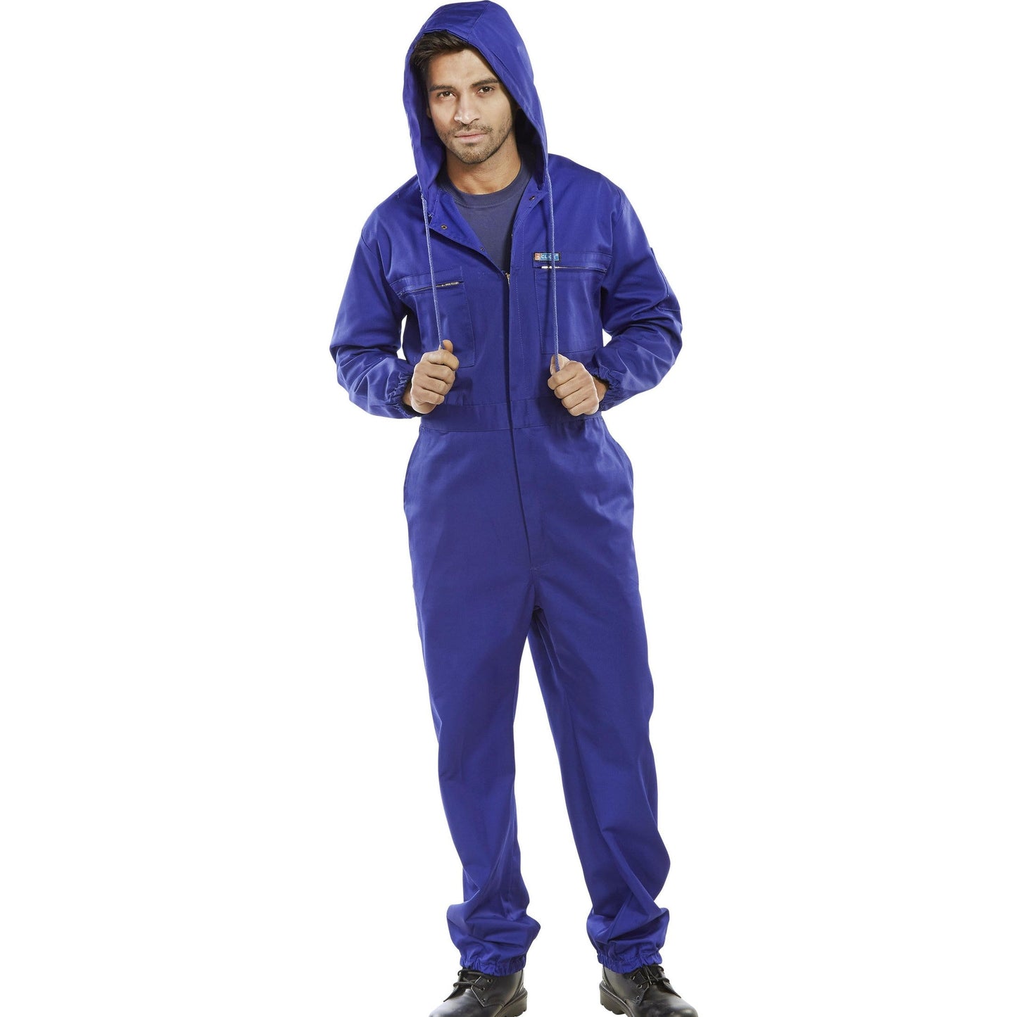 Beeswift Super Click Hooded Boiler Suit Royal Blue with Pockets and Drawcord