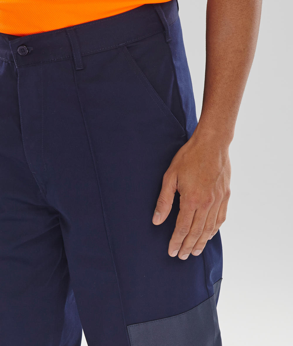 Beeswift Navy Blue Poly Cotton Nylon Patch Trousers Heavy Duty Reinforced