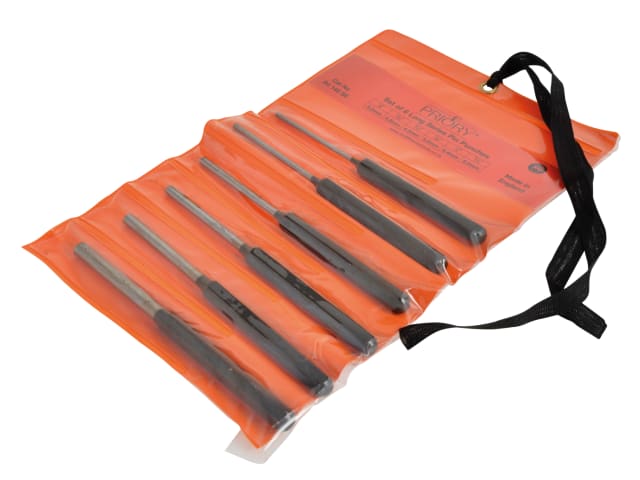 Priory 145-S6 Long Series Pin Punch Set 6 Piece Hexagonal Bodied Tools