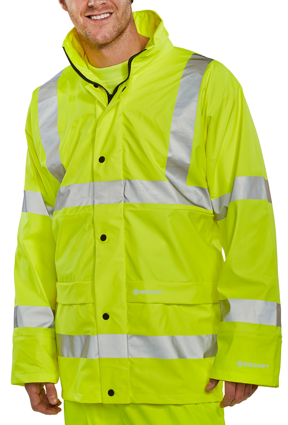 Beeswift Bseen PU Jacket 471 High Visibility Waterproof Breathable EN ISO 20471