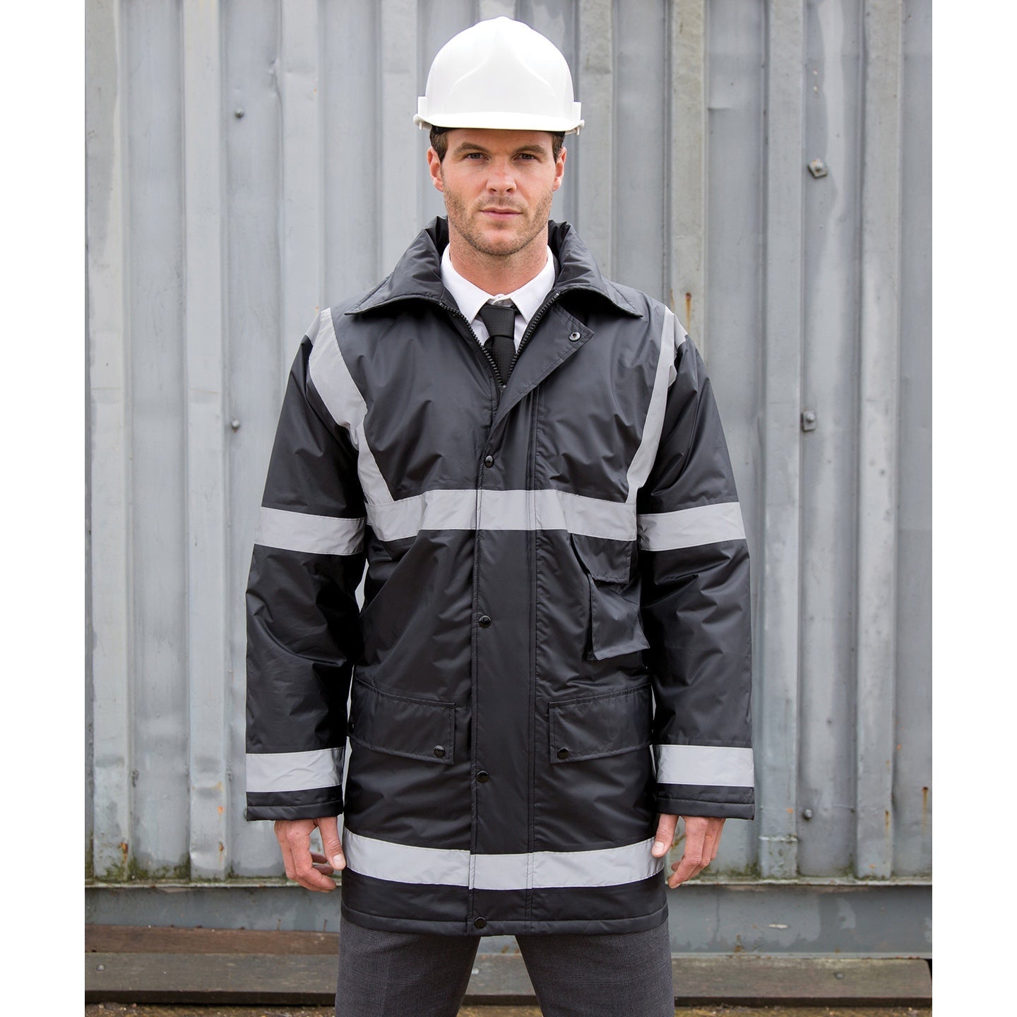 Result Workguard Hi-Vis Management Coat Waterproof Heavy Duty with Hood S-3XL