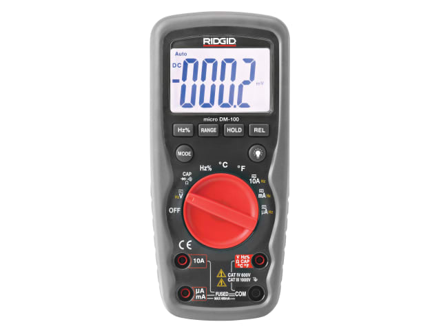 RIDGID DM-100 Micro Digital Multimeter True RMS AutoRanging IP67 Water-Resistant