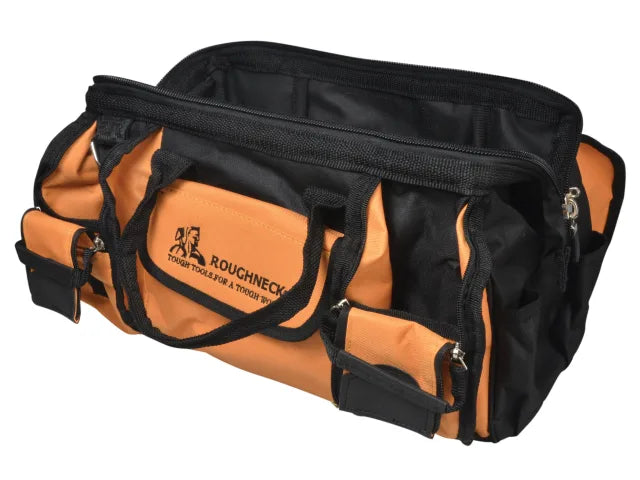 Roughneck 41cm Wide Mouth Tool Bag Heavy-Duty with 19 Pockets and Straps