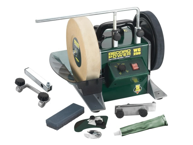 Record Power WG250 250mm Whetstone Grinder 160W Variable Speed Sharpening Tool