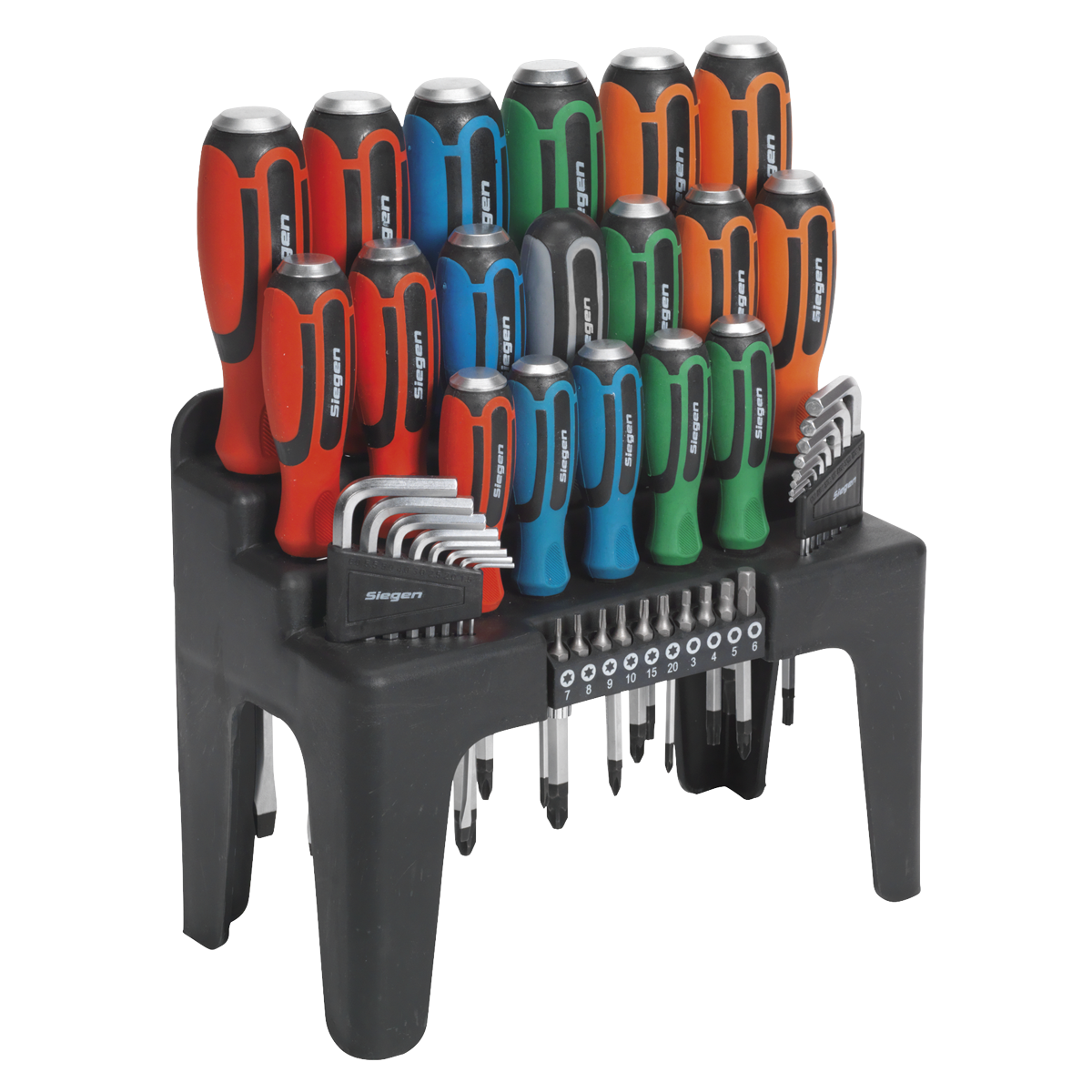 Sealey 44pc Hammer-Thru Screwdriver Hex Key Bit Set with Soft Grip Handles